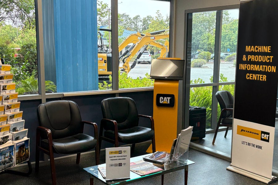 customer seating area with literature and electronic info center