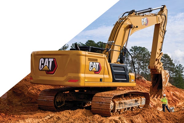 Cat excavator at job site