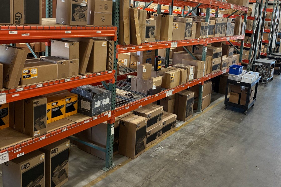 Shelves of parts in the Redmond parts warehouse