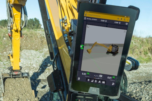 Trimble machine control on a Cat 308