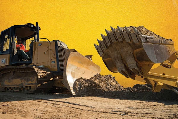 Cat dozer and Cat wheel loader