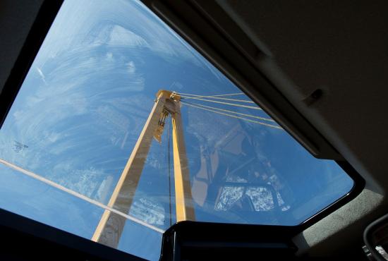 Cab roof window gives great visibility ot the PL72 boom