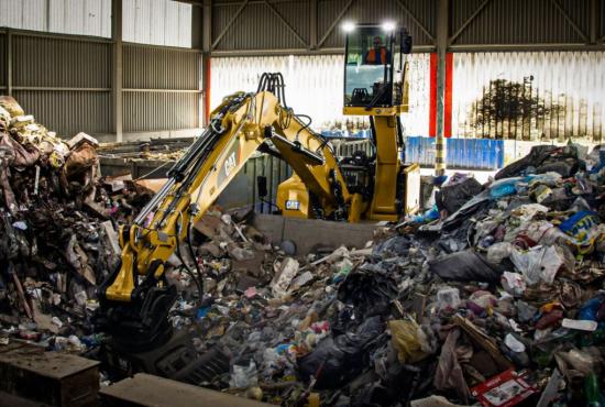 MH3022 Wheel Material Handler Working at a Waste Recycling Operation