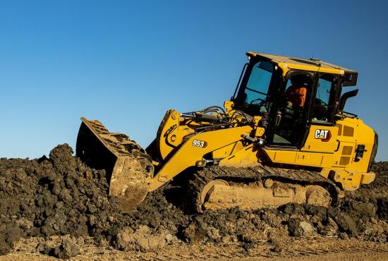 953 track loader grading on a slope