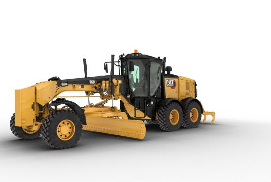 160 Motor Grader equipped with push block and ripper