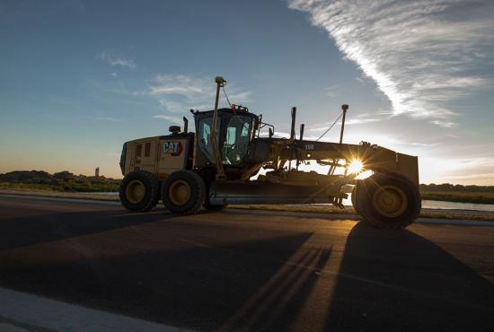 160 Motor Grader working until sunset